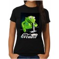 OM3® Enjoy-Cocaine-Frog T-Shirt | Damen | Kokain Kult Logo Drug Fun Graphic Shirt | S - 4XL Bekleidung