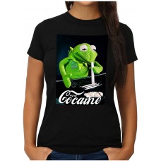 OM3® Enjoy-Cocaine-Frog T-Shirt | Damen | Kokain Kult Logo Drug Fun Graphic Shirt | S - 4XL Bekleidung