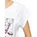 oodji Ultra Damen Baumwoll-T-Shirt mit Druck und Unbearbeitetem Saum Bekleidung