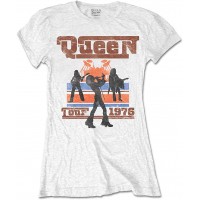 Queen '1976 Tour Silhouettes' White Womens Fitted T-Shirt Bekleidung
