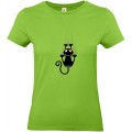 Smilo & Bron Damen T-Shirt Damen mit Motiv Katze krallt Sich fest Bedruckt Bekleidung