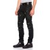 Cipo & Baxx Herren Jeanshose Denim Biker Hose Regular Fit Reißverschluss Design Modern Pants Jeans Hose Schwarz Bekleidung