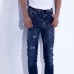Herren Jeans Mode Solid Color Endurance Straight Casual Schneeflocke zerrissene europäische und amerikanische Jeans Bekleidung