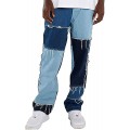 Herren Patchwork Jeans Patch Work Hosen Loose Casual Hip Hop Skate Jeanshose Tie Dye Wash Fit Straight Wide Leg Bekleidung