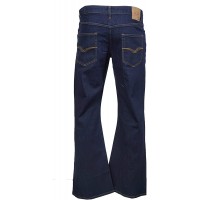 LCJ Denim Herren Super Flare Jeans Stretch Indigo Indie 70er Jahre Bell Pants Bekleidung