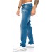 Lorenzo Loren Herren Jeanshose Blau Denim Herren Jeans Used-Look Straight-Cut LL-394 W29-W44 Bekleidung