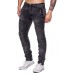 Megastyl Biker-Jeans-Hose Herren Stretch-Denim Slim-Fit Knee-Stitches Bekleidung