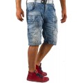 Cipo & Baxx Herren Jeans Shorts Bermuda Kurze Hose Denim-Shorts Schlaufen Nähte CK198 Bekleidung
