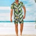 COOFANDY Herren Hawaiihemd Hawaiishorts 3D Drucken Kurzarm Sommer Casual Button Down Hawaii Hemd Shorts Set Freizeit Party Strand Urlaub Bekleidung