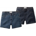 HENSON&HENSON 2er Pack Denim-Shorts Kurze Jeanshosen für Männer klassischer 5-Pocket-Style teilelastischer Bund & Stretch-Denim Gr. 48-60 Bekleidung
