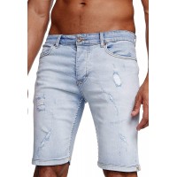 Reslad Jeans Shorts Herren Kurze Hosen Sommer l Used Look Destroyed Männer Denim Jeansshorts l Bermuda Capri Hose Regular Fit RS-2086 Bekleidung