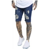 Sik Silk Herren Jeans Short Distressed Skinny Shorts SS-13007 Midstone Bekleidung