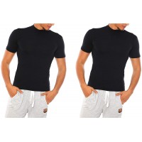 Bombacio Herren T-Shirt mit Stehkragen Shirt Figurbetont aus Baumwolle Bekleidung