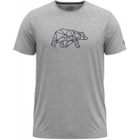 FORSBERG Finnson T-Shirt mit stylischem Bär Brustlogo Rundhals für Herren hellgrau Oliv Bekleidung