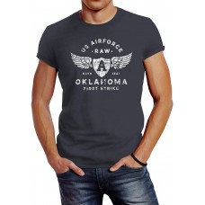 Neverless® Herren T-Shirt Print US Airforce Oklahoma Aviator Vintage-Shirt Bekleidung