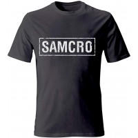 Sons of Anarchy Offiziell Samcro Schwarzes Distressed T-Shirt Bekleidung