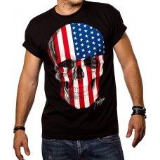 Totenkopf T-Shirt für Herren Amerika USA Flagge Skull S-XXXL Bekleidung