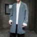 Männer Vintage Baumwolle Leinenmantel Poncho Cape Mantel Cardigan Herren Kimono Mid-Lange Cardigan Robe Chinese Style Hanfu Jacke Bekleidung