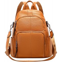 ALTOSY Echtleder Damen Rucksack Tasche Elegant Anti-Diebstahl Tagesrucksack Schultertasche S81 Orange Schuhe & Handtaschen