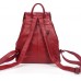 DRF Rucksack Leder Damen Schule Daypack mit Metallkreis Deko #BG-122 Rot Schuhe & Handtaschen
