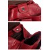 DRF Rucksack Leder Damen Schule Daypack mit Metallkreis Deko #BG-122 Rot Schuhe & Handtaschen