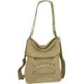 JJones Große Damen Rucksack Handtasche aus Leder und Canvas - eine Tasche Rucksack Kombination Natur Schuhe & Handtaschen