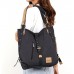 Stilvolle Damen Canvas Handtasche Rucksack Umhängetasche 3 in 1 Große Multifunktionale Tasche für Arbeit Schule AlltagSchwarz … Schuhe & Handtaschen