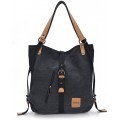 Stilvolle Damen Canvas Handtasche Rucksack Umhängetasche 3 in 1 Große Multifunktionale Tasche für Arbeit Schule AlltagSchwarz … Schuhe & Handtaschen