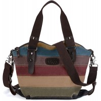 Coofit Damen Handtasche Umhängetasche Canvas Multi-Color-Striped Damen Shopper Tasche Hobo Bag Schuhe & Handtaschen
