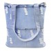Damen Jeans Canvas Leinwand Umhängetasche Messenger Bag Handtasche Schultertasche Tasche Löcher Muster Hellblau & Dunkelblau Schuhe & Handtaschen