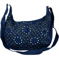 GURU SHOP Schultertasche mit Nieten Bali - Blau Herren Damen Synthetisch SizeOne Size 27x36 cm Alternative Umhängetasche Handtasche aus Stoff Schuhe & Handtaschen