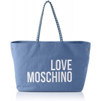 Love Moschino Precollezione SS21 | Borsa Shopper in Canvas da Donna Damen Schultertasche Frühling Sommer 2021 hellblau Einheitsgröße EU Schuhe & Handtaschen