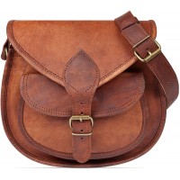 Nama 'Felicia' Handtasche Echtes Leder Vintage Umhängetasche für Damen Retro Design Ledertasche Schultertasche Naturleder Braun Schuhe & Handtaschen