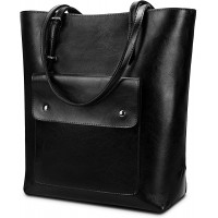 YALUXE Damen Handtasche Vintage Style aus Echtleder Arbeitstasche Große Schultertasche Braun Schwarz Schuhe & Handtaschen