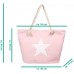 Alsino Damen Shopper Beach Bag Einkaufstasche Strandtasche - Größe ca. 55 x 38 cm - Maritim mit Reißverschluss und Henkel Stern Pink TT-m34 Schuhe & Handtaschen