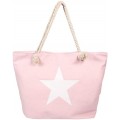 Alsino Damen Shopper Beach Bag Einkaufstasche Strandtasche - Größe ca. 55 x 38 cm - Maritim mit Reißverschluss und Henkel Stern Pink TT-m34 Schuhe & Handtaschen