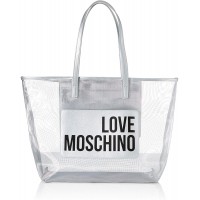 Love Moschino Damen Jc4245pp0a Tragetasche Tote bag Silber Silver Fabric 48x32x12 Centimeters W x H x L Schuhe & Handtaschen