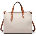 Miss Lulu Modern Handtaschen 2 Set Damen Schultertasche Große Elegante Tasche für Arbeit Beige Schuhe & Handtaschen