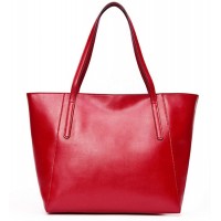 NOTAG Damen Handtasche Leder Groß Shopper Tasche Elegant Henkeltasche für Arbeit Rot Schuhe & Handtaschen