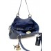 Catwalk Collection Handbags - Leder - Umhängetasche Schultertasche - Handtasche mit Schultergurt - NICOLE - Marine Blau Schuhe & Handtaschen