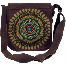 GURU SHOP Schultertasche Hippie Tasche Goa Tasche - Braun Herren Damen Baumwolle SizeOne Size 25x25x7 cm Alternative Umhängetasche Handtasche aus Stoff Schuhe & Handtaschen