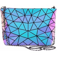 LOVEVOOK Geometrische Tasche Umhängetasche Damen Cross Body Bag Schultertasche mit Reißverschluss Leuchtend Holographic Tasche mit Kettenriemen PU Leder Schuhe & Handtaschen