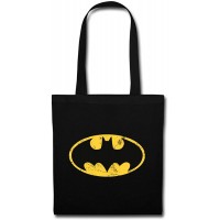 DC Comics Batman Logo Used Look Stoffbeutel Schwarz Schuhe & Handtaschen