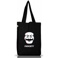 Hacker Serie Jutebeutel Stoffbeutel Earth Positive mit FSociety Motiv Größe onesize Black Schuhe & Handtaschen