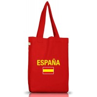 Shirtstreet24 EM WM 19 - Espana Spanien Spain Jutebeutel Stoff Tasche Earth Positive ONE SIZE Größe onesize Red Schuhe & Handtaschen