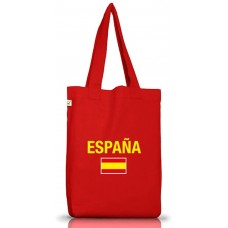 Shirtstreet24 EM WM 19 - Espana Spanien Spain Jutebeutel Stoff Tasche Earth Positive ONE SIZE Größe onesize Red Schuhe & Handtaschen