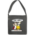 Spreadshirt Asterix & Obelix - Miraculix Schultertasche aus Recycling-Material Dunkelgrau meliert Schuhe & Handtaschen