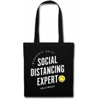 Spreadshirt SmileyWorld Social Distancing Expert Stoffbeutel Schwarz Schuhe & Handtaschen
